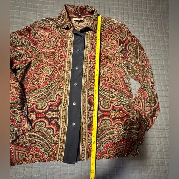 Talbots Red and Black Silk Paisley Blouse - Picture 8 of 10